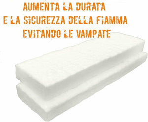 2 x Spugna per stufa e camini a bioetanolo etanolo, Lana di ceramica 30 X 10 cm