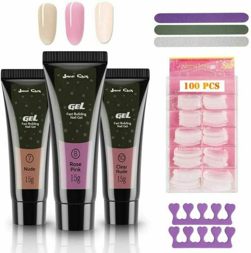 Unghie Gel Kit, Jane Choi 3 Colori Acrygel Nudo, Rosa, Nudo CLear