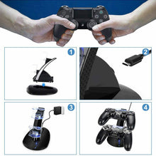 Carica l&#39;immagine nel visualizzatore di Gallery, Base di ricarica doppia compatibile per controller dualschock PS4 con LED, Nero