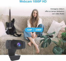 Carica l&#39;immagine nel visualizzatore di Gallery, Webcam con microfono integrato per PC Laptop, Videochiamate studio con USB Nero
