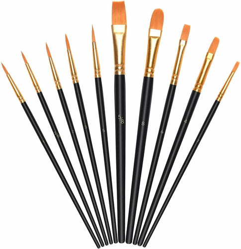 10 x Pennelli con setola in nylon per acquarelli acrilico olio, Pittura arte