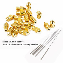Carica l'immagine nel visualizzatore di Gallery, 24 x Ugelli per stampante 3D MK8, Formato da 0,4 mm + kit per pulizia aghi
