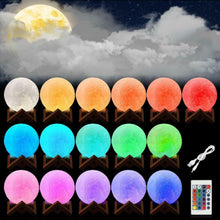 Carica l'immagine nel visualizzatore di Gallery, WYCY Lampada Luna 8CM 16 Colori 3D Stampa LED 8CM, Luce Lunare 16