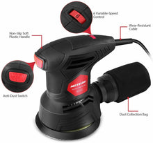 Carica l&#39;immagine nel visualizzatore di Gallery, Levigatrice elettrica Orbitale 300W 12000 RPM, Scatola per polvere, 6 velocità