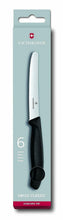 Carica l'immagine nel visualizzatore di Gallery, 6 x Coltelli con lama da 11 cm da tavola con manico nero, Qualità Victorinox