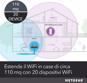 Ripetitore WiFi Extender Mesh Dual Band NETGEAR AC1750 EX6250, Porta Lan