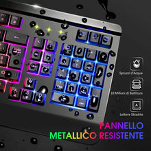 Carica l'immagine nel visualizzatore di Gallery, Tastiera meccanica Gaming con retroilluminazione LED RGB, Layout italiano, Nero