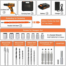 Carica l'immagine nel visualizzatore di Gallery, OUBEL Trapano Avvitatore Batteria 20V, con 2000 mAh...
