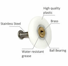 Carica l&#39;immagine nel visualizzatore di Gallery, Rolli Cuscinetti Box Doccia Ricambio Ottone Rullo Runner 26mm Rulli HS041 8 Pz