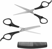 Carica l&#39;immagine nel visualizzatore di Gallery, Set di forbici per tagliare e sfoltire capelli in acciaio inox, Kit completo set