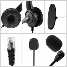 Carica l&#39;immagine nel visualizzatore di Gallery, Cuffie Regolabili per Telefono Fisso con Spina 4-Pin RJ9 e Microfono integrato