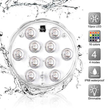 Carica l'immagine nel visualizzatore di Gallery, Luce per Piscina Dimmerabile IP68 Impermeabile Batteria 4 Luci Led