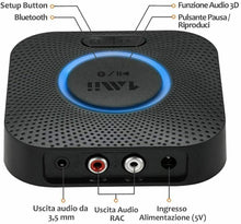 Carica l'immagine nel visualizzatore di Gallery, Ricevitore Bluetooth 5.0, Audio Hi-Fi connessione AUX Jack 3.5 mm e RCA, Stereo
