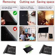 Carica l'immagine nel visualizzatore di Gallery, 2 x Lavagna Adesiva Rimovibile in PVC Nero 44 X 210cm + 5 Gessetti