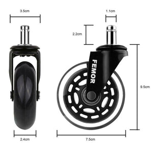 FEMOR Set di 5 Rotelle per Sedia in Gomma Morbida Silenziose Antigraffio...