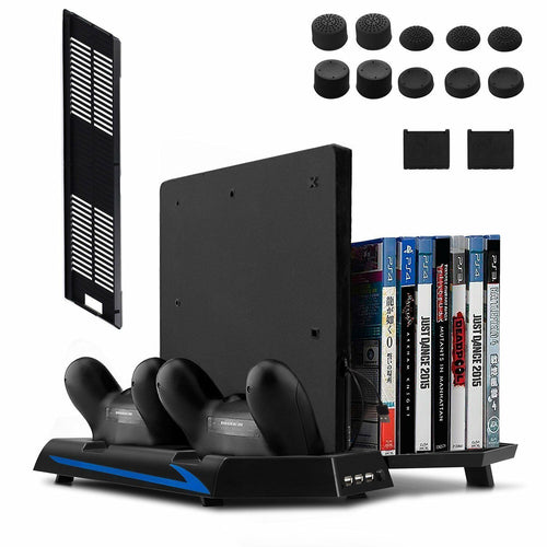 Supporto verticale per PS4 Slim/PS4 Con Ventilatore e base di ricarica