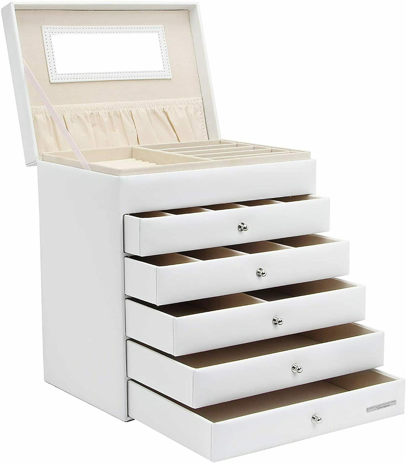 Portagioie Regolabile A 3 Ripiani Con Portacollane Estensibile - Organizza Orecchini, Bracciali, Orologi, Cosmetici (colori: Bianco, Nero, Oro) - 2