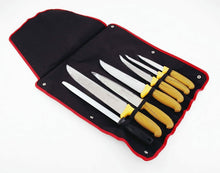 Carica l'immagine nel visualizzatore di Gallery, Borsa con 6 coltelli da Macellaio e acciaino, Acciaio Inox, Manici ergonomici