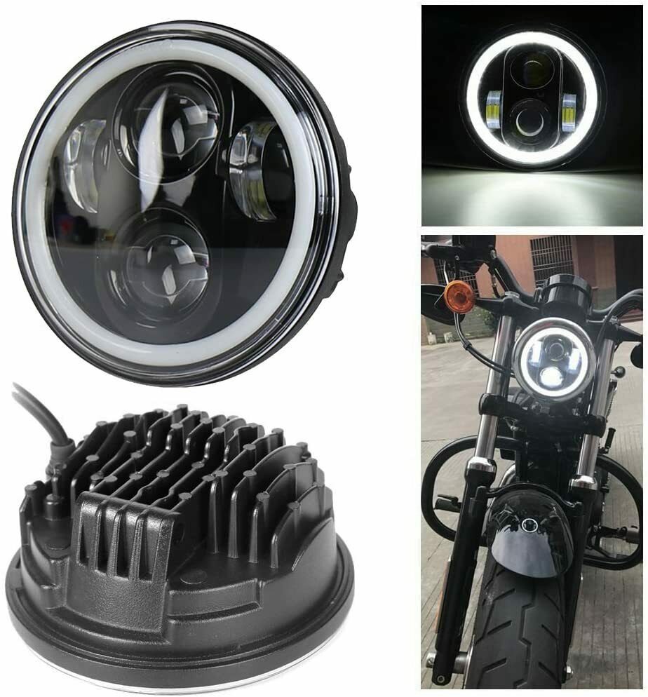 Faro Anteriore LED per moto, Occhio di angelo compatibile per Harley 5 –