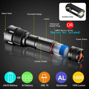 Torcia LED Potente Torce Alta Potenza Militare, Lumen Elettrica,Militare...
