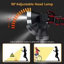 Carica l&#39;immagine nel visualizzatore di Gallery, Lampada frontale ricaricabile tramite USB, Super luminosa 2000 Lm, Regolabile