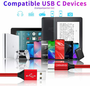 GIANAC Cavo Micro USB,[4 Pezzi:0.5m,1m,2m,3m] Nylon USB ROSSO