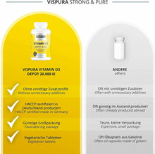 Carica l&#39;immagine nel visualizzatore di Gallery, VISPURA Vitamina D3 20000UI Alto Dosaggio 180 Compresse Pura Vitamina D3