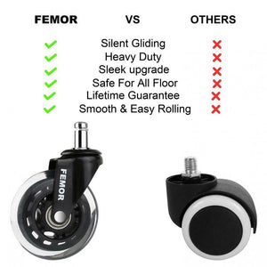 FEMOR Set di 5 Rotelle per Sedia in Gomma Morbida Silenziose Antigraffio...