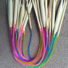 Carica l'immagine nel visualizzatore di Gallery, ULTNICE 40cm Ferri da Maglia Circolari di Bambu con Tubo Colorato 18 paia