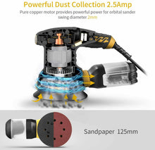 Carica l'immagine nel visualizzatore di Gallery, Levigatrice Elettrica Orbitale a 6 velocità per dischi da 125 mm, 13000 RPM 300W
