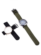 Carica l&#39;immagine nel visualizzatore di Gallery, 2 pezzi di ricambio in nylon cinturini orologi, verde militare e nero 22 mm