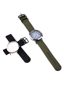 2 pezzi di ricambio in nylon cinturini orologi, verde militare e nero 22 mm