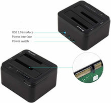 Carica l'immagine nel visualizzatore di Gallery, SALCAR USB 3.0 Non in Linea Clone Docking Station 2-bay ottimizzato per Nero