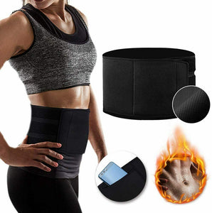 Fascia snellente dimagrante in neoprene per addominali busto, Uomo e donna, Nero
