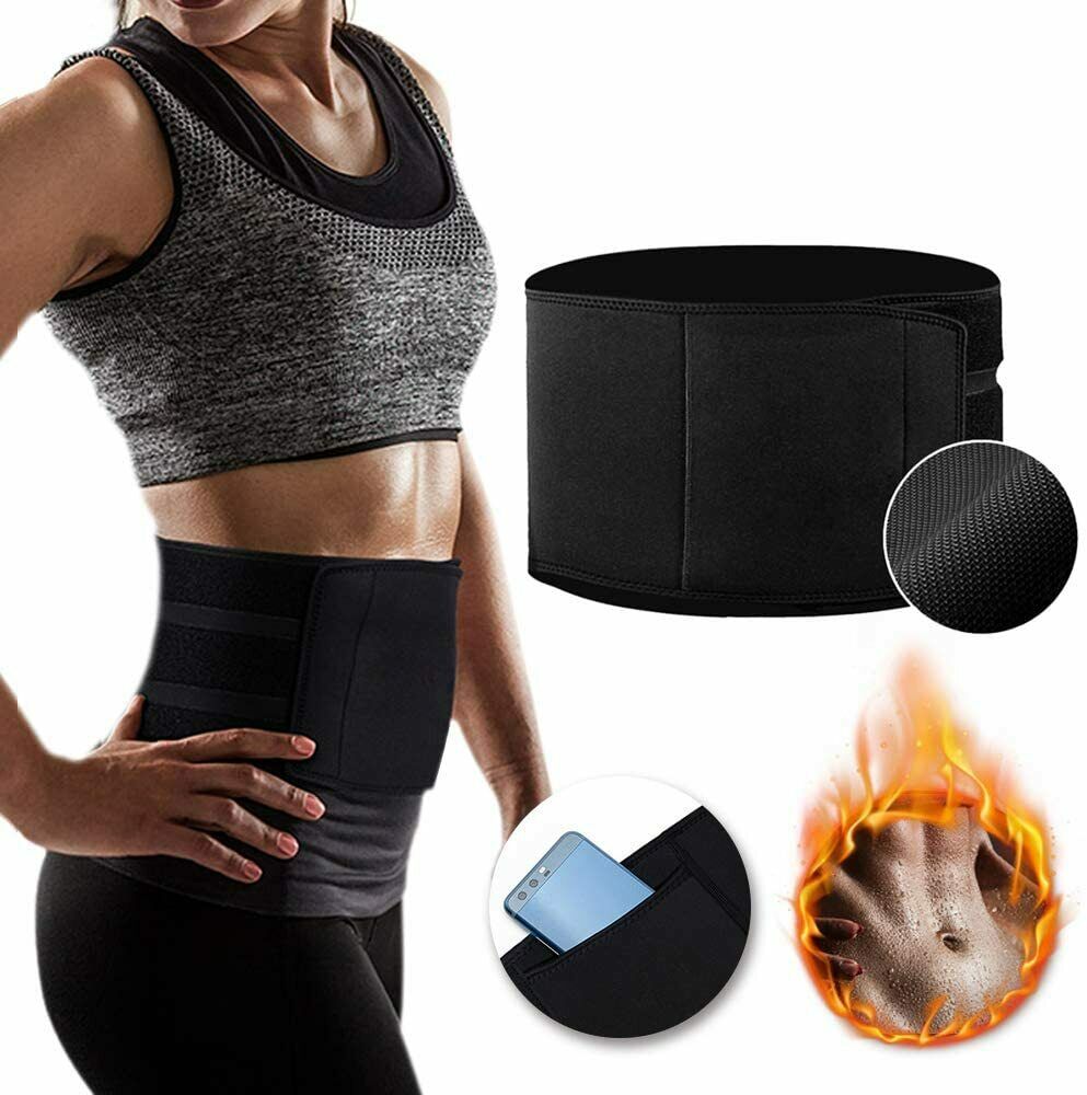 Fascia snellente dimagrante in neoprene per addominali busto, Uomo e donna, Nero