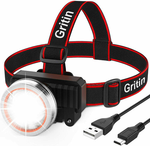 Lampada frontale ricaricabile tramite USB, Super luminosa 2000 Lm, Regolabile