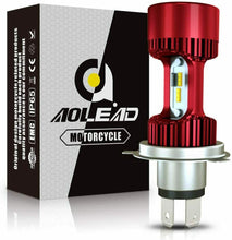 Carica l'immagine nel visualizzatore di Gallery, Lampadina LED H4 con luce bianco freddo per faro moto, Potente fascio luminoso