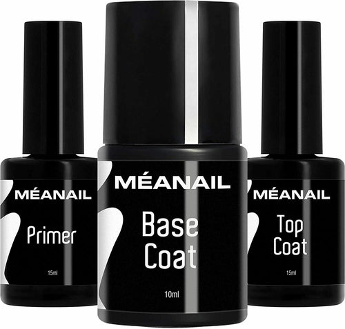 MEANAIL Primer Base e Top Coat Semipermanente Unghie Gel Trio