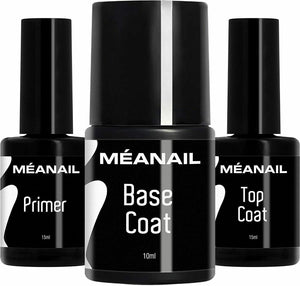 MEANAIL Primer Base e Top Coat Semipermanente Unghie Gel Trio