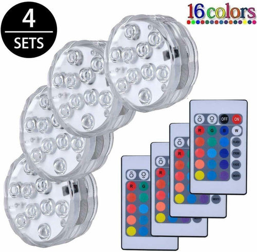 LED Sommergibili Con Telecomando 4 Pezzi,Luce LED Sommergibili, Impermeabile