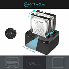 Carica l'immagine nel visualizzatore di Gallery, SALCAR USB 3.0 Non in Linea Clone Docking Station 2-bay ottimizzato per Nero