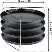 Carica l'immagine nel visualizzatore di Gallery, 4 x Teglie per pizza al forno da 28 cm con rivestimento in Teflon, Cornice stand