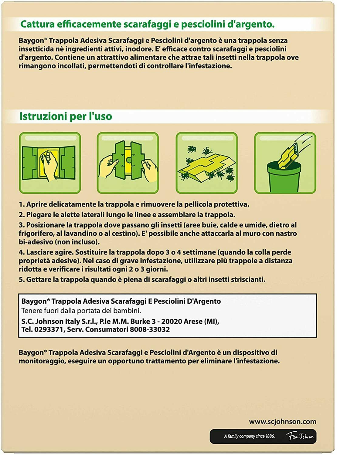 5 x Trappola per insetti scarafaggi e pesciolini d'argento, Protezione –