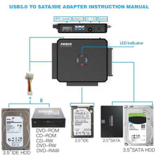 Carica l&#39;immagine nel visualizzatore di Gallery, FIDECO USB 3.0 a IDE e SATA Converter Hard Drive Adattatore per 2,5&quot; e...
