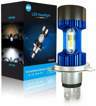 Carica l&#39;immagine nel visualizzatore di Gallery, Lampadina LED per moto con attacco H4, 6400 LM Luce bianca fredda 6000 K, Blu