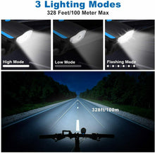 Carica l'immagine nel visualizzatore di Gallery, Luci LED per bicicletta, Faro impermeabile IP65 ricaricabile da USB, Luminoso