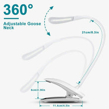 Carica l'immagine nel visualizzatore di Gallery, Lampada a LED con pinza a clip per lettura, Luce ricaricabile tramite USB, 3 liv