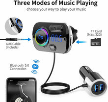 Carica l'immagine nel visualizzatore di Gallery, Trasmettitore bluetooth per autoradio FM Kit vivavoce e carica batterie per auto