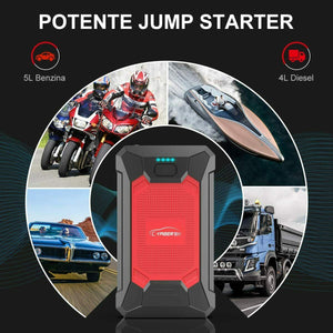 Avviatore d'emergenza per batterie auto, Jump Starter Booster 800A 12000mAh 12V