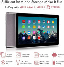 Carica l&#39;immagine nel visualizzatore di Gallery, Tablet 10 Pollici - TOSCIDO Android 10.0,Quad core,4G LTE Dual Sim gray
